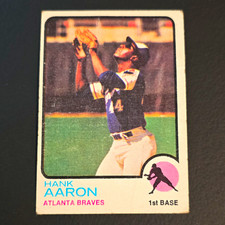 Topps 1973 Hank Aaron Atlanta Braves #100 Base Set MLB Baseball Card picture