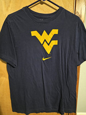 Nike West Virginia Mountaineers WVU Logo Navy Yellow T-Shirt Team Apparel picture