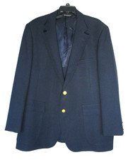 Vtg Hardwick Clothes Mens 48R Blue Blazer Two Button Gold Buttons Jacket USA picture