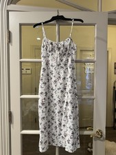SHEIN Women's S Floral Maxi Dress White Blue Pink Spaghetti Strap Tie Front picture
