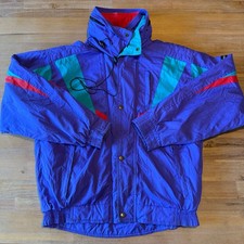 Vintage 80s 90s Descente Ski Jacket M Purple Teal Colorblock Lotus Act Gorpcore picture