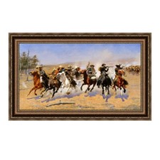 Framed Canvas Giclee Print A Dash for The Timber by Frederic Remington 24