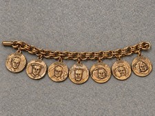 Vintage French Literary Charm Bracelet Balzac Hugo Stendhal Portrait Medallions picture