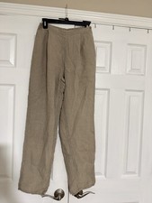 FLAX by Jeanne Engelhart Women’s Beige Linen Knit Pull-On Pants Pockets  picture