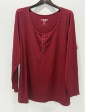 Torrid Super Soft Scoop Neck Long Sleeve Rib Knit Henley Shirt Size 3 picture