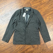 Civil Society Blazer Mens L Gray Herringbone Knit Two Button Gustave Stretch picture
