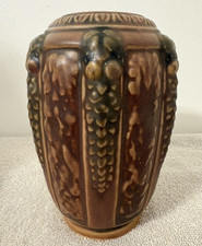 Antique 1924 Roseville Florentine Fruited Vine Pottery Flower Vase picture