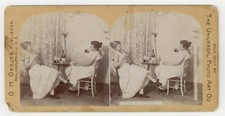 Female Prostitutes 1890 Brothel Sex Worker Stereoview Photo Drinking Alcohol picture