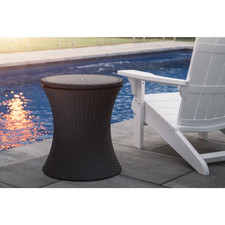 7.5 Gal Outdoor Cooler Side Table, 2-in-1 Patio Bar Table, Brown picture