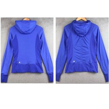 Lululemon Reversible Royal Blue Full Zip Hoodie Thumbhole Activewear Jacket 8 picture