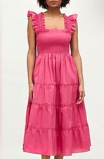 Hill House Home Ellie Nap Dress, Large, Pink, Smocked, Ruffle Midi picture