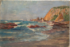 French Impressionism - Oil painting - Seascape Rocky coast in Brittany picture