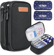 Suzamed Double Layer Insulin Cooler Travel Case, Expandable Space, Black picture