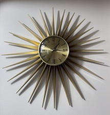 Kirch 1688 George Nelson 24” Gold Metal Sunburst Wall Clock Atomic MCM picture