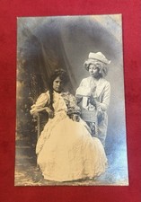 RPPC Studio Portrait Postcard Two Women in Dresses, Divided Back, Unposted picture