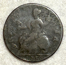 1776 UK GREAT BRITAIN 1/2 HALF PENNY GEORGE III COLONIAL ERA COIN picture