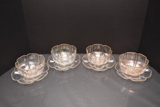SET 4 Moser Lobmeyr Bohemian Lobed Glass BOWLS W Under Plates Gold Monogramed picture