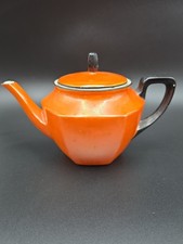 Vintage RS Prussia Germany Porcelain Teapot Orange & Black picture