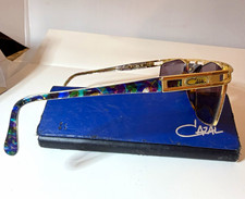 RARE Vintage CAZAL Sunglasses Gold Purple Germany Oversized Shield W/ Case Paper picture