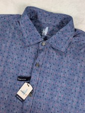 Johnnie O Featherweight Foley LS Shirt Mens Large Chambray Geometric AOP NWT picture