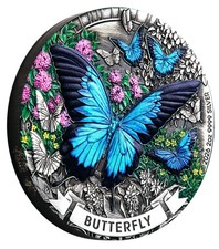 2026 Australia 2 oz Silver Antiqued & Colored Ulysses Butterfly picture