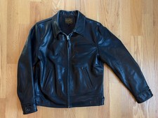 Crush on Retro Men's 1930s Sports Horsehide Leather Jacket (Black) picture