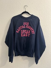 KAPITAL Speakeasy Crewneck Navy Graphic Sweatshirt Size 2 Made in Japan picture