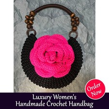 Luxury Women's Handmade Crochet 3D Rose Handbag | Elegant | Unique | Stylish picture