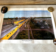 Grand Island Crossing by ROBERT WEST Artist Signed Railroad Art 1991 Vintage picture