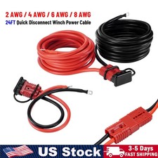 24FT Quick Disconnect Winch Power Cable 2 AWG - 8 AWG Copper Wiring Heavy Duty picture