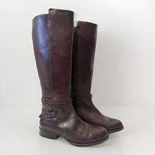 Frye Women’s Jordan Buckle Strap Bordeaux Leather Tall Zip Boots Size 8  3476089 picture