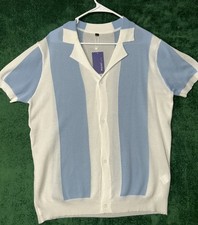 Aiyino Men's Golf Polo Shirt Blue/White Colorblock, Short Sleeve, Size XL picture