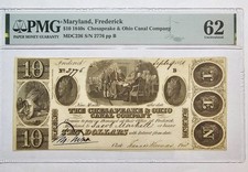 1840's $10 Chesapeake Ohio Canal Co Maryland PMG 62 UNC High Grade Ex Eye Appeal picture