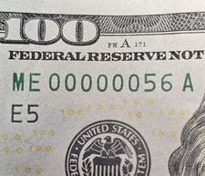 2013 $100 Dollar Bill RACING NUMBER Low Serial Number ME00000056A NICE BD GIFT picture