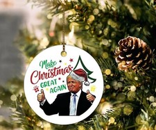 Stunning Donald Trump 2024 MAGA Ceramic Glass Christmas Ornament 3