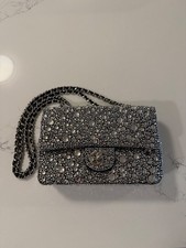 CHANEL 24C Crystal Strass Mini Flap Bag Silver Satin SHW AS4142 Full Set Receipt picture