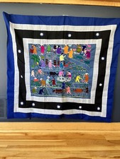 VTG Traditional Hmong Embroidered Folk Story Cloth Handmade 32”x34” picture