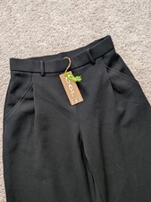 NWT OGL Pants Size Medium 29X29 High Rise Barrel Leg Black Pleated Cozy Knit picture