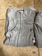 Fila Velour Tracksuit O Fit Men’s 3XL Light Grey Set Full Zip NWT picture