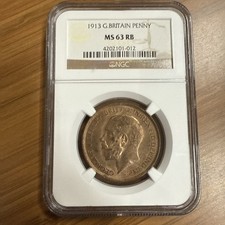 1913 GREAT BRITAIN PENNY NGC CERTIFIED.   MS 63 RB picture