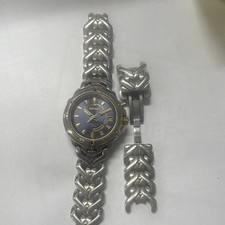 Vintage Seiko Kinetic 100M Men’s Watch Blue Dial Two Tone Automatic 5M42 Jap picture