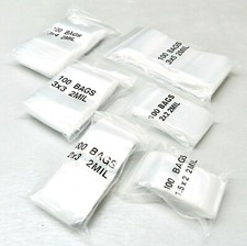 600 Assorted Bags 2 MIL Clear Reclosable Poly Baggies 6 Sizes Assortment 100ea picture
