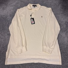 VTG Polo Ralph Lauren Polo Long Sleeve Collared Interlock Cream Shirt Large picture