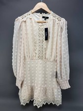 LULUS Lust or Love Cream Embroidered Lace Long Sleeve Dress Size M picture