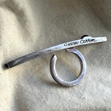 Rare Vintage Signed Sidney Carron Modernist Long Bar Adjustable Ring Black Acct picture