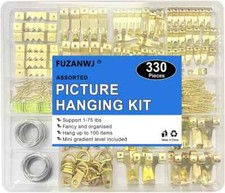 330Pcs Picture Hangers, Picture Hanging Kit, Picture Hanging Hooks Holds 10-75Lb picture