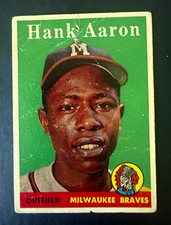 1958 Topps Hank Aaron #30 Milwaukee Braves HOF Vintage Baseball Card **READ picture