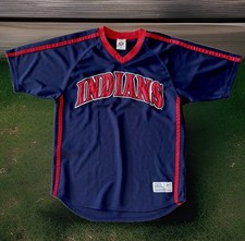 (VTG) TRUE FAN MLB CLEVELAND INDIANS JERSEY NAVY-BLUE /RED ADULTS SIZE MEDIUM ⚾️ picture