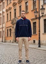 Vintage 90s Tommy Hilfiger Flag Spell Out 1/4 Zip Colorblock Men’s Jacket S New picture