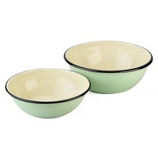 Novomoskovsk Green Enamel Bowl Set of 2 Mixing Bowl Set - 2.7 qt, 4.2 qt picture